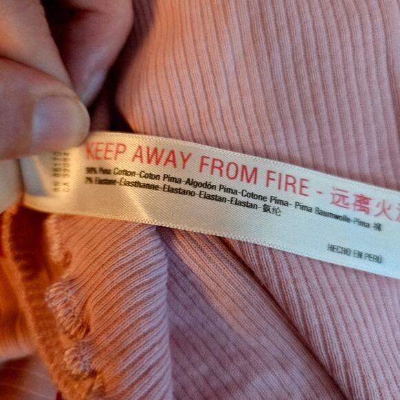 Anthropologie pink ribbed wrap top - Picture 3 of 5